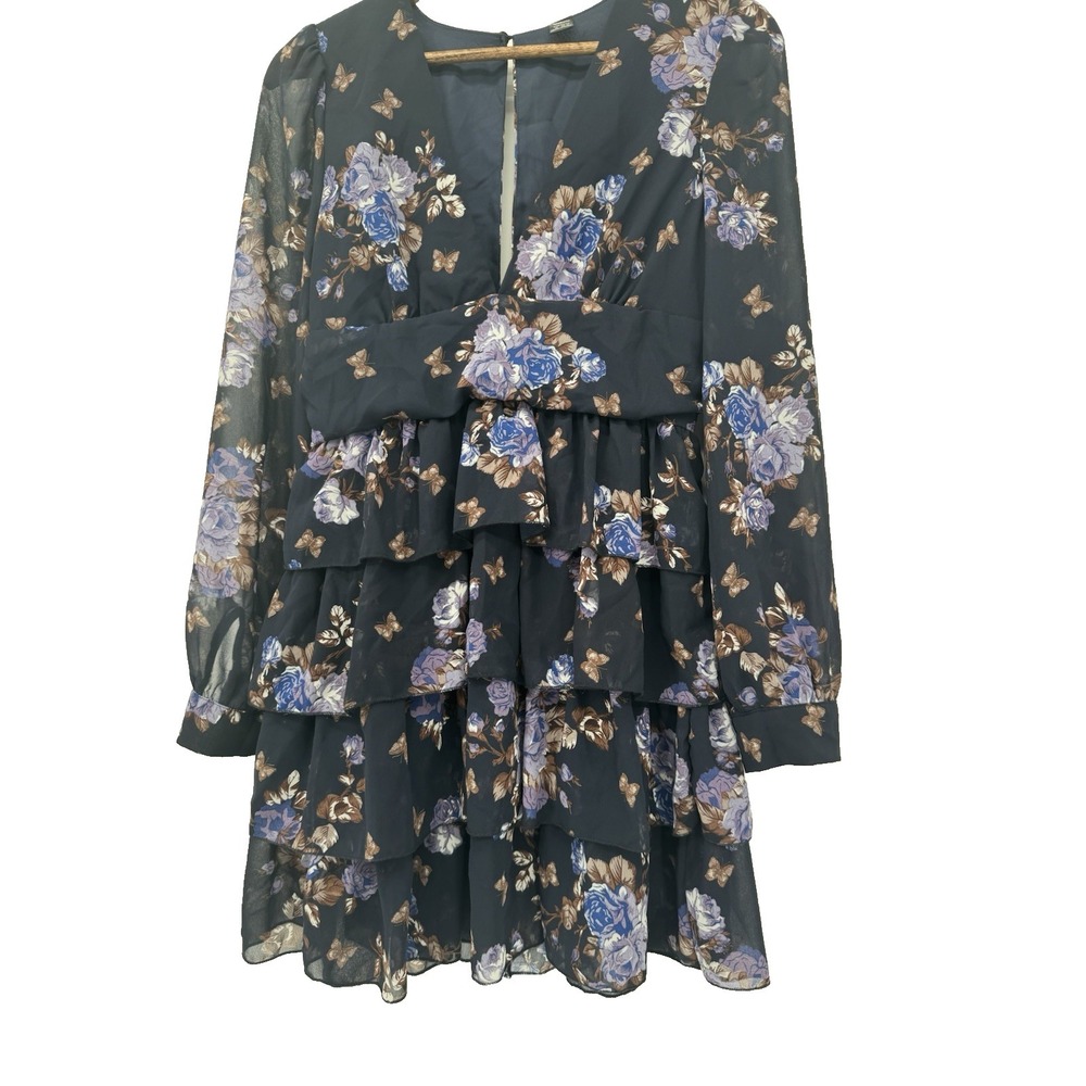 Aveloria Rosie Long Sleeve Sheer Dress M Tiered ruffle Cottagecore fairy grunge